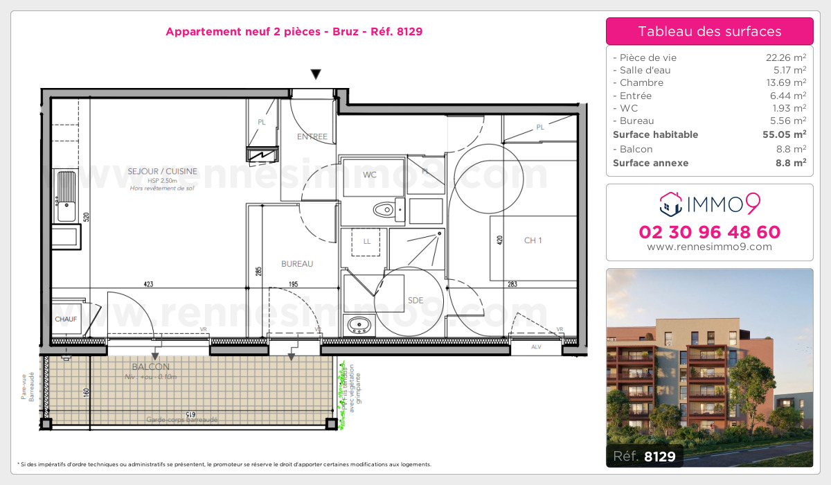 Plan et surfaces, Programme neuf Bruz Référence n° 8129