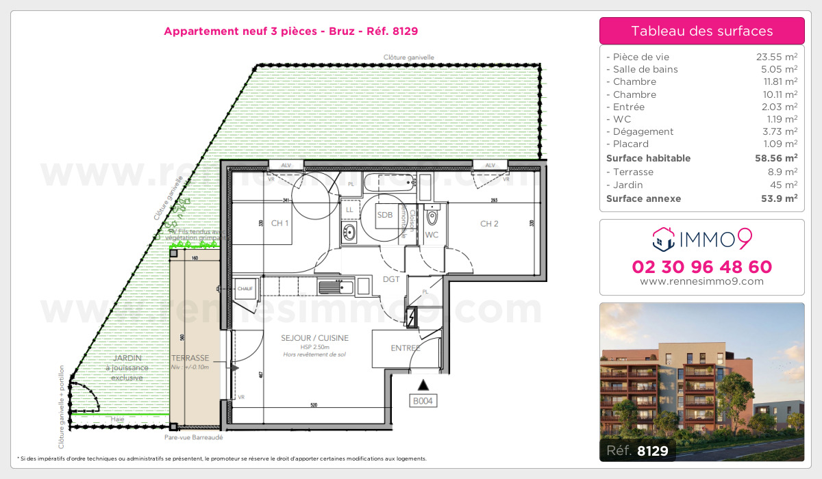 Plan et surfaces, Programme neuf Bruz Référence n° 8129