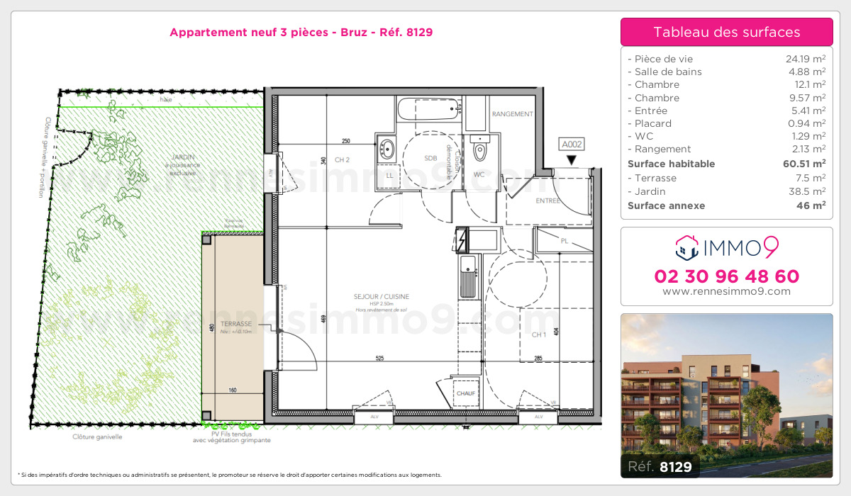 Plan et surfaces, Programme neuf Bruz Référence n° 8129
