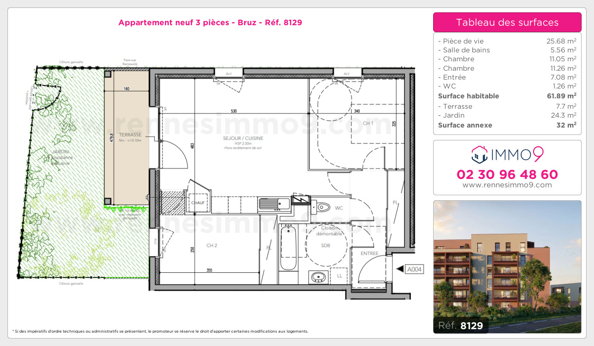 Plan et surfaces, Programme neuf Bruz Référence n° 8129
