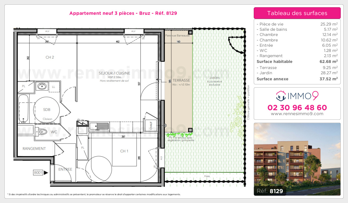 Plan et surfaces, Programme neuf Bruz Référence n° 8129