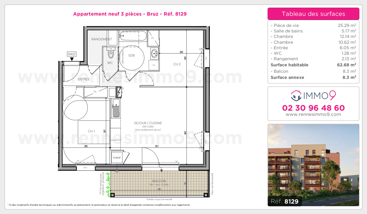 Plan et surfaces, Programme neuf Bruz Référence n° 8129