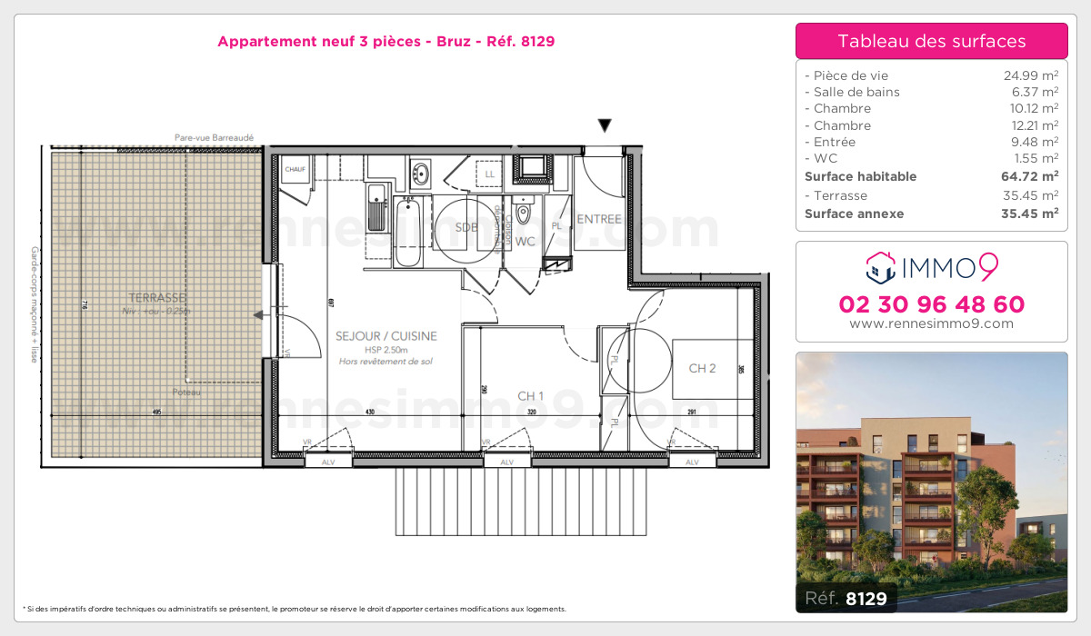 Plan et surfaces, Programme neuf Bruz Référence n° 8129