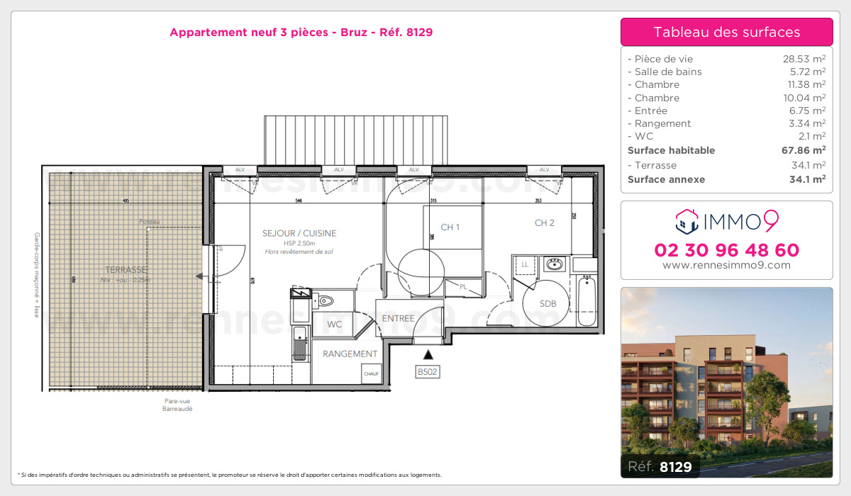 Plan et surfaces, Programme neuf Bruz Référence n° 8129