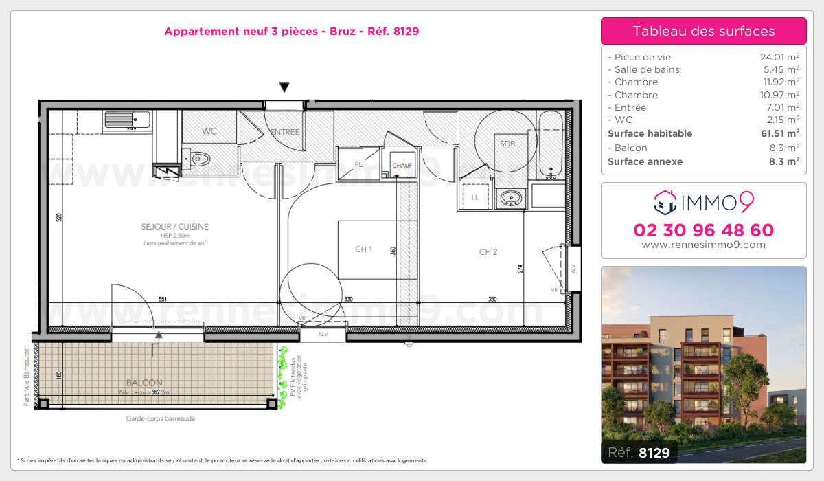 Plan et surfaces, Programme neuf Bruz Référence n° 8129