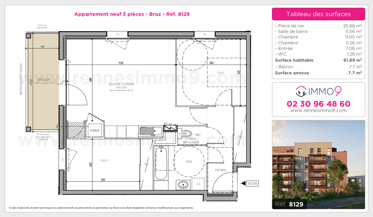 Plan et surfaces, Programme neuf Bruz Référence n° 8129