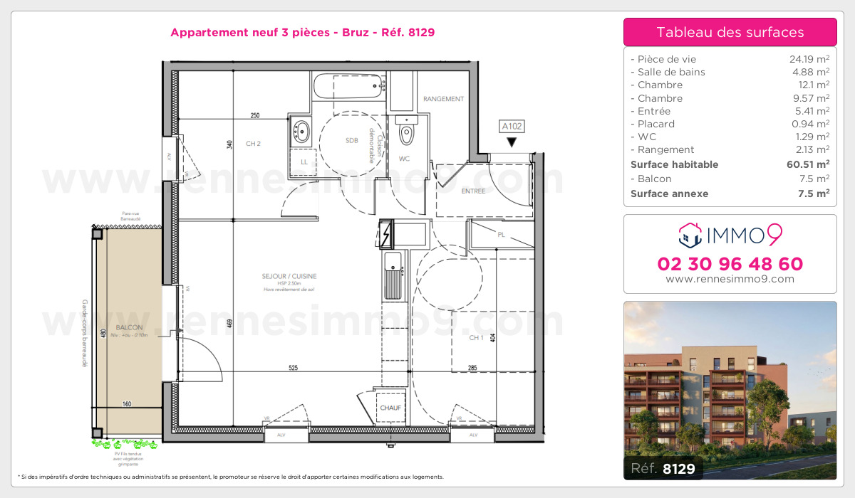 Plan et surfaces, Programme neuf Bruz Référence n° 8129