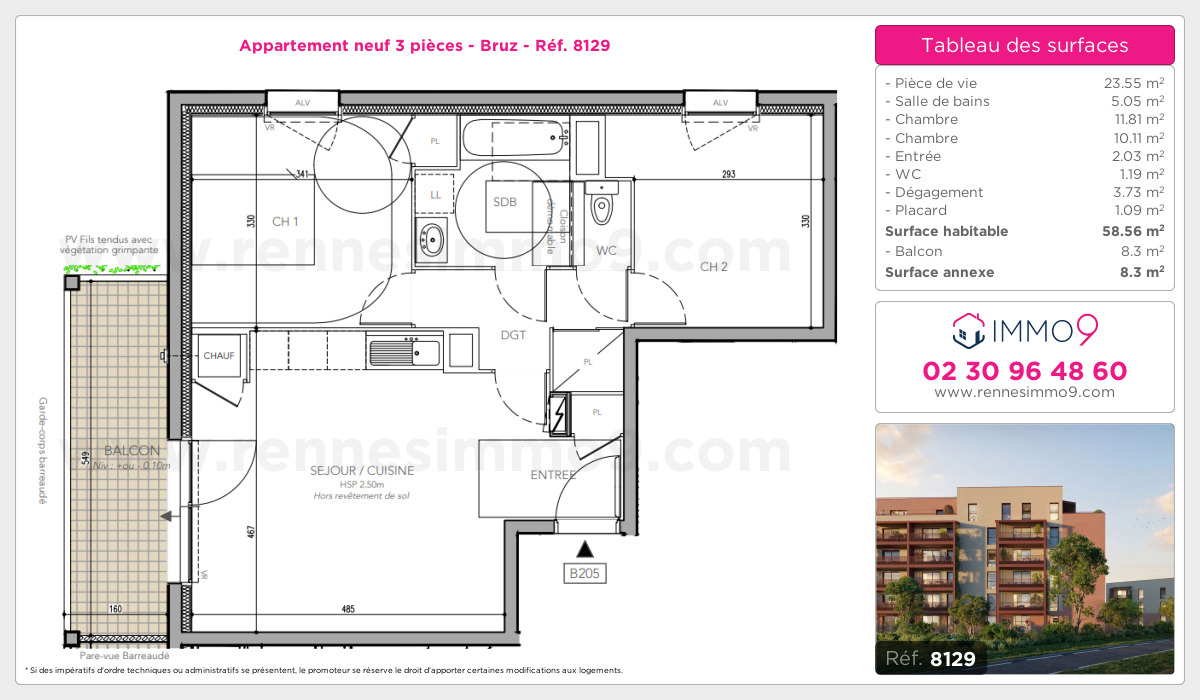 Plan et surfaces, Programme neuf Bruz Référence n° 8129
