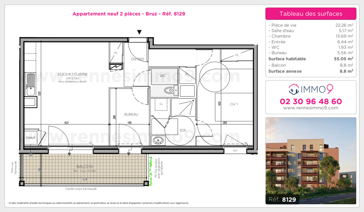 Plan et surfaces, Programme neuf Bruz Référence n° 8129