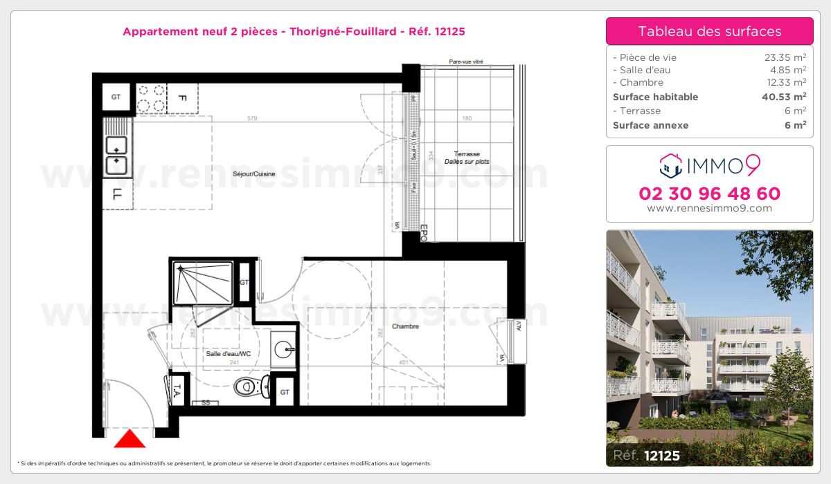 Plan et surfaces, Programme neuf Thorigné-Fouillard Référence n° 12125