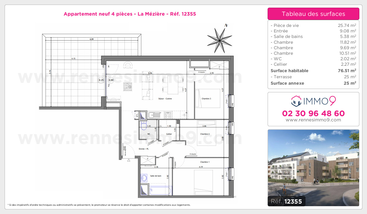 Plan et surfaces, Programme neuf Mézière Référence n° 12355