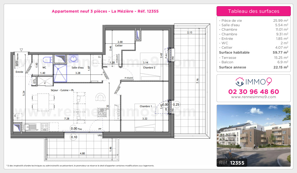 Plan et surfaces, Programme neuf Mézière Référence n° 12355