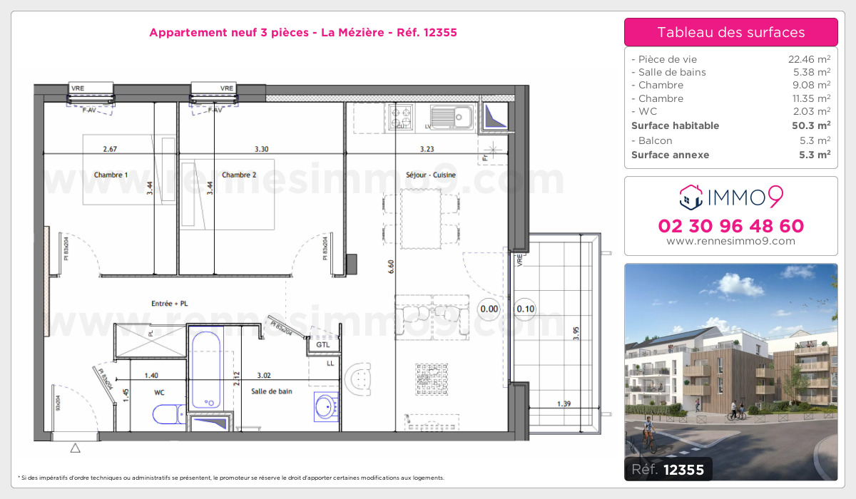 Plan et surfaces, Programme neuf Mézière Référence n° 12355