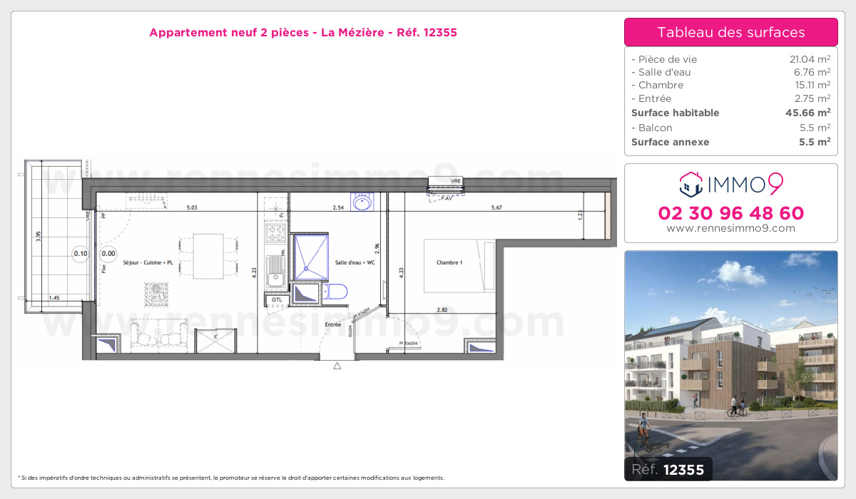 Plan et surfaces, Programme neuf Mézière Référence n° 12355