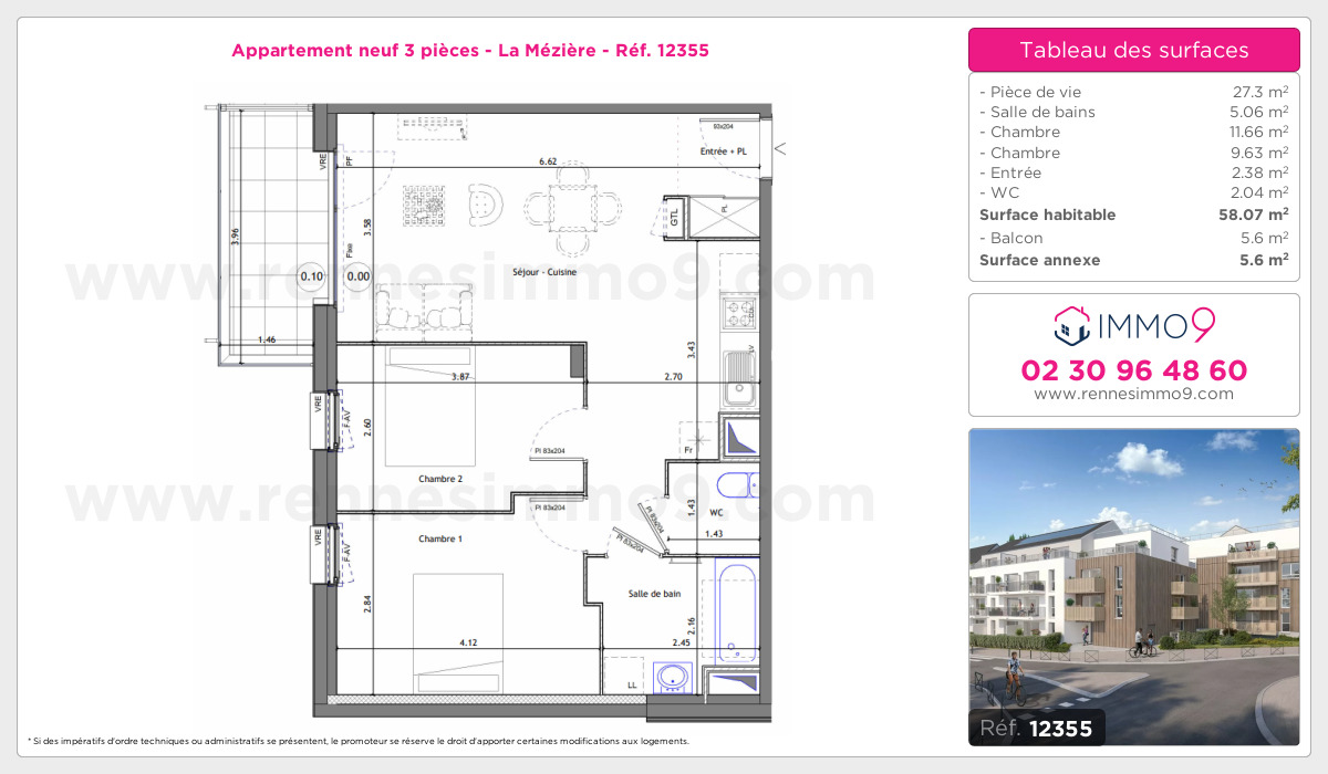 Plan et surfaces, Programme neuf Mézière Référence n° 12355