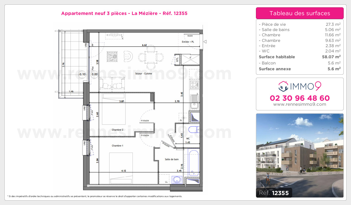 Plan et surfaces, Programme neuf Mézière Référence n° 12355