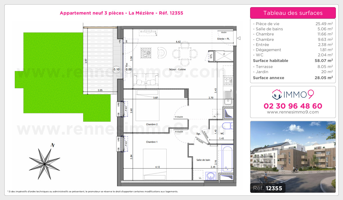Plan et surfaces, Programme neuf Mézière Référence n° 12355