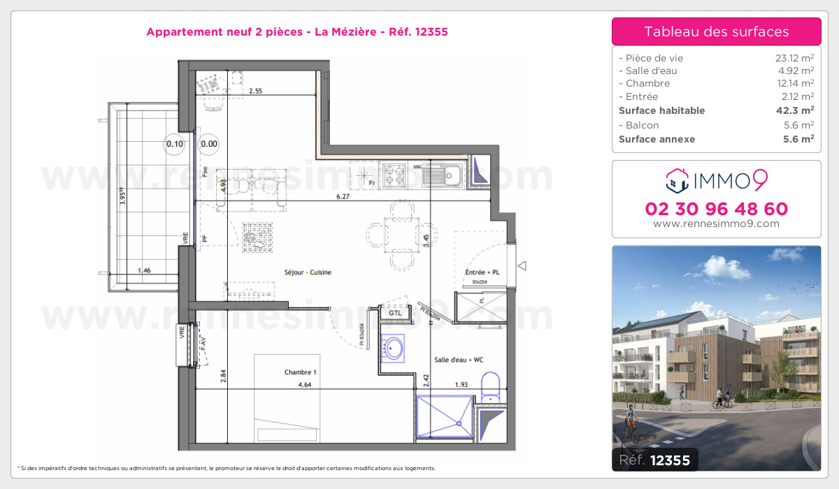 Plan et surfaces, Programme neuf Mézière Référence n° 12355