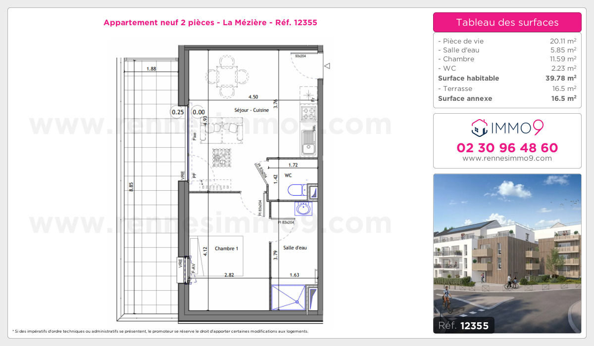 Plan et surfaces, Programme neuf Mézière Référence n° 12355