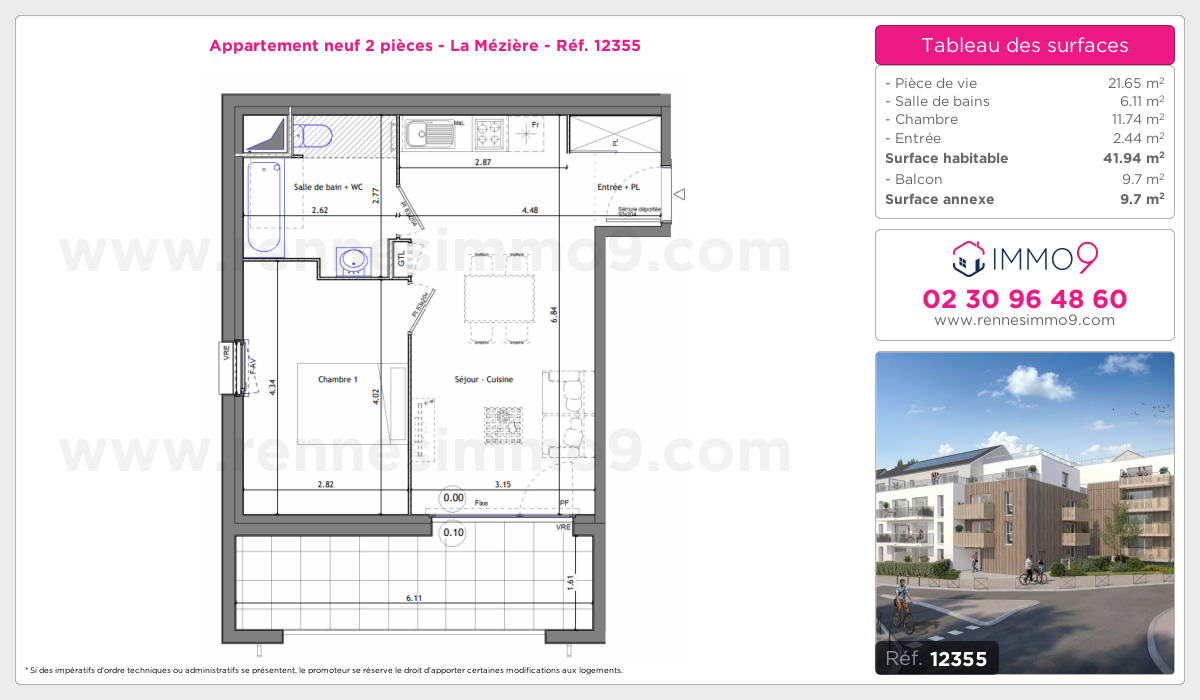Plan et surfaces, Programme neuf Mézière Référence n° 12355