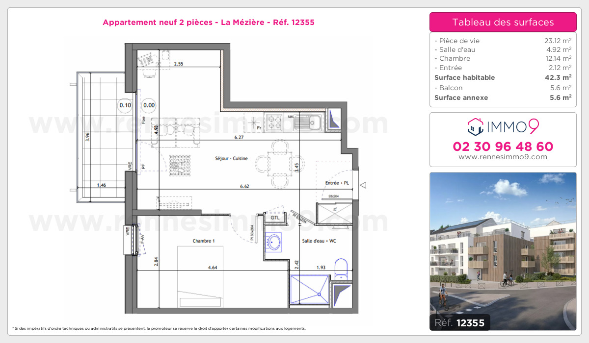 Plan et surfaces, Programme neuf Mézière Référence n° 12355