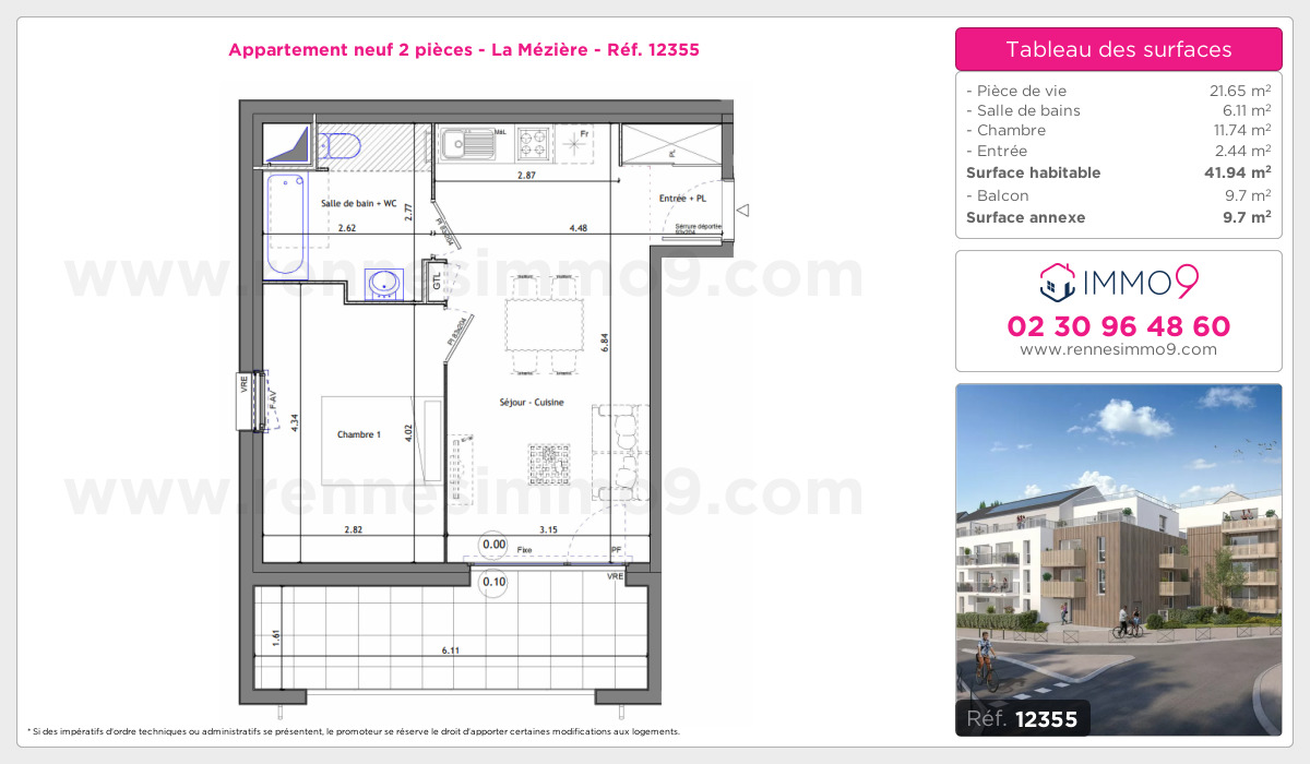 Plan et surfaces, Programme neuf Mézière Référence n° 12355
