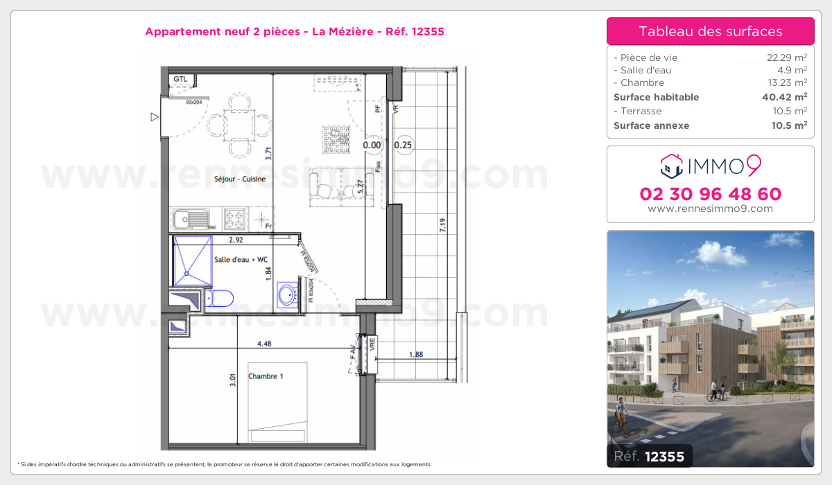 Plan et surfaces, Programme neuf Mézière Référence n° 12355