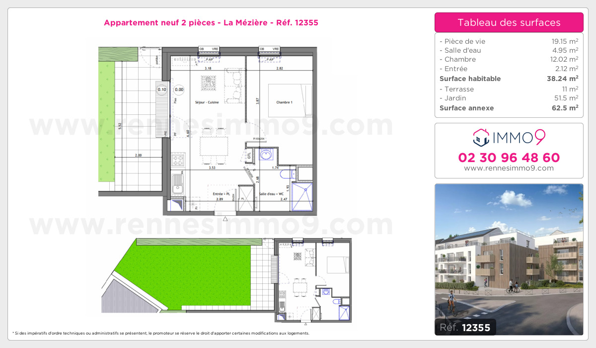 Plan et surfaces, Programme neuf Mézière Référence n° 12355