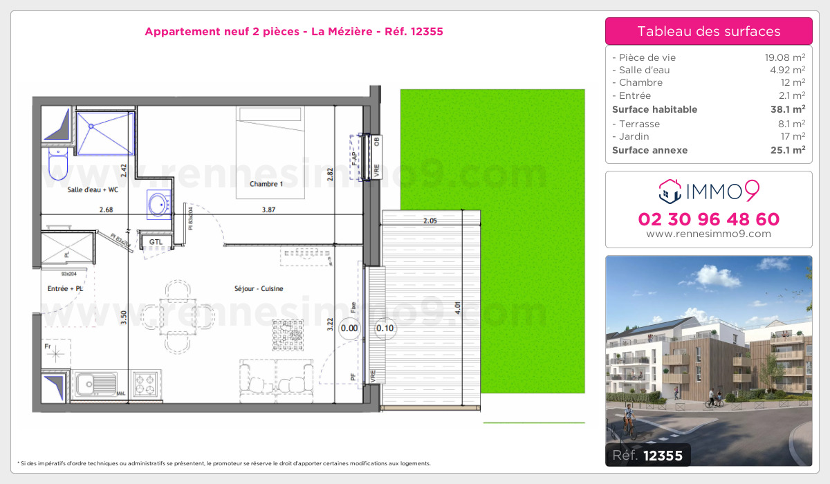 Plan et surfaces, Programme neuf Mézière Référence n° 12355