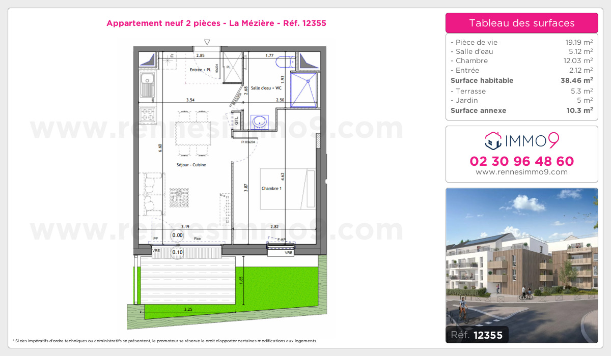 Plan et surfaces, Programme neuf Mézière Référence n° 12355