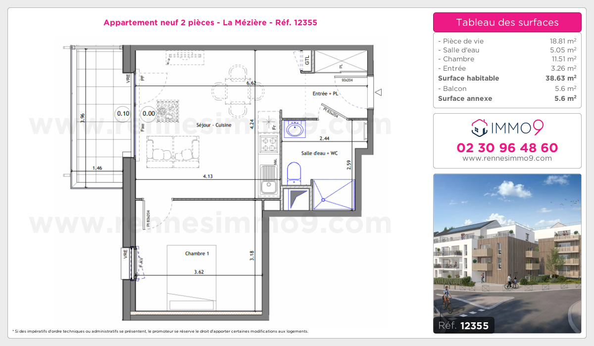 Plan et surfaces, Programme neuf Mézière Référence n° 12355