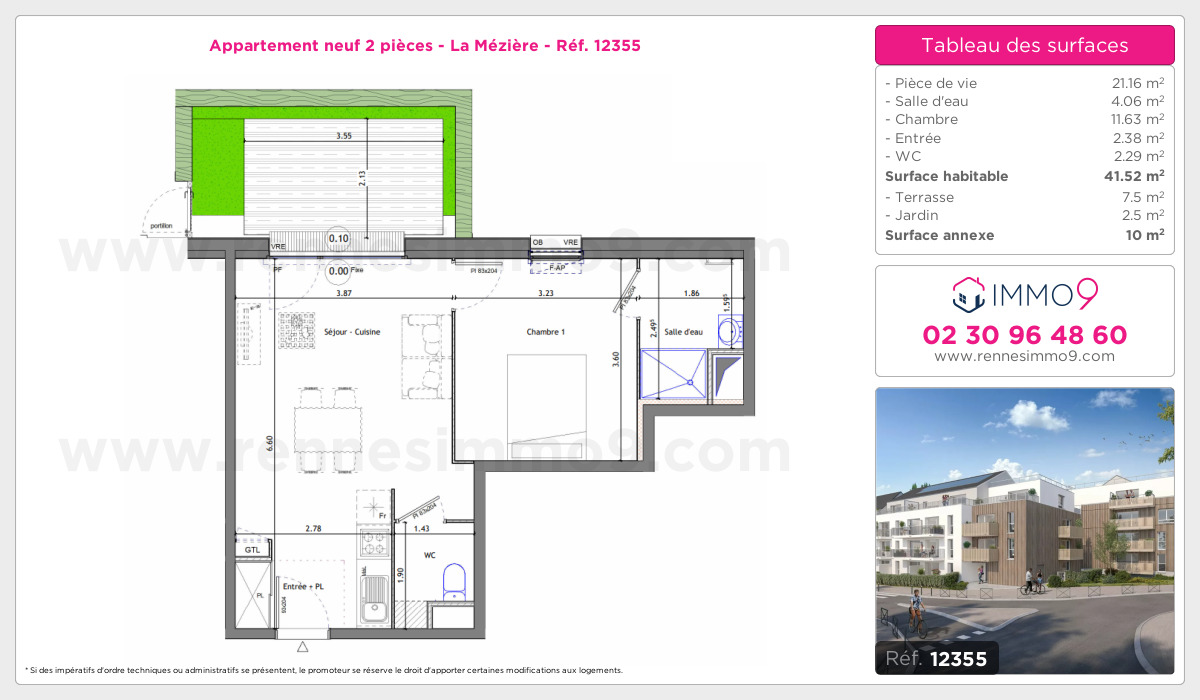 Plan et surfaces, Programme neuf Mézière Référence n° 12355