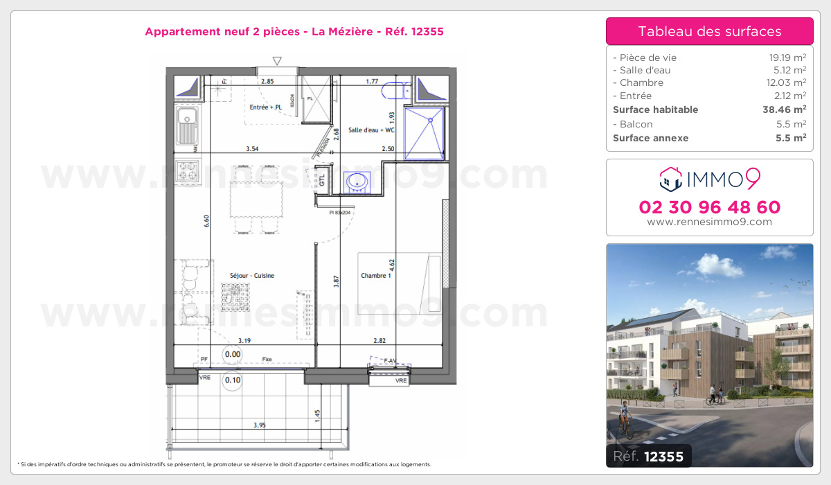 Plan et surfaces, Programme neuf Mézière Référence n° 12355