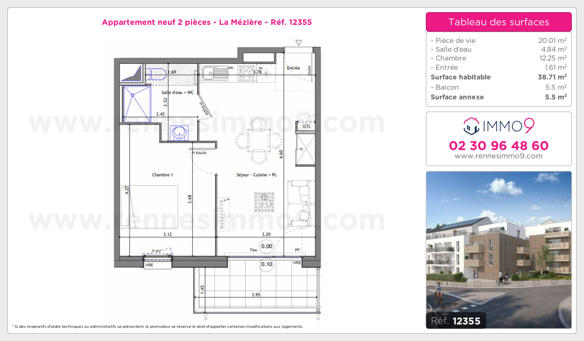 Plan et surfaces, Programme neuf Mézière Référence n° 12355