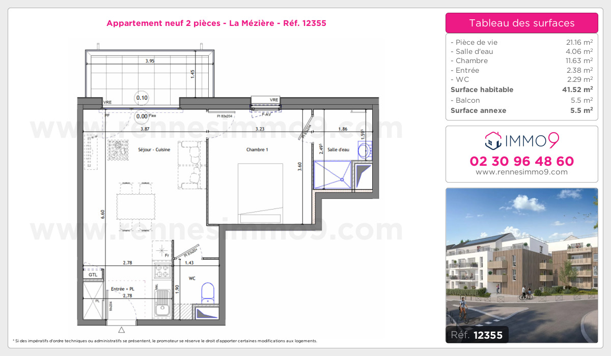 Plan et surfaces, Programme neuf Mézière Référence n° 12355