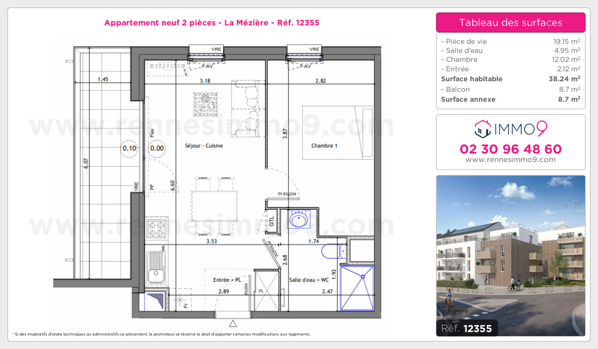 Plan et surfaces, Programme neuf Mézière Référence n° 12355