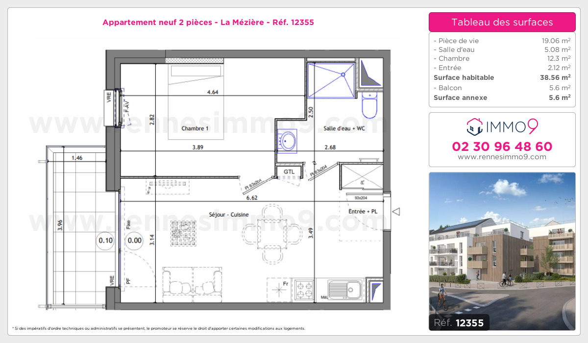 Plan et surfaces, Programme neuf Mézière Référence n° 12355