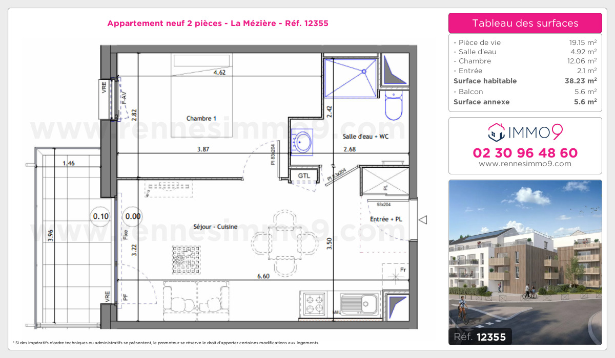 Plan et surfaces, Programme neuf Mézière Référence n° 12355