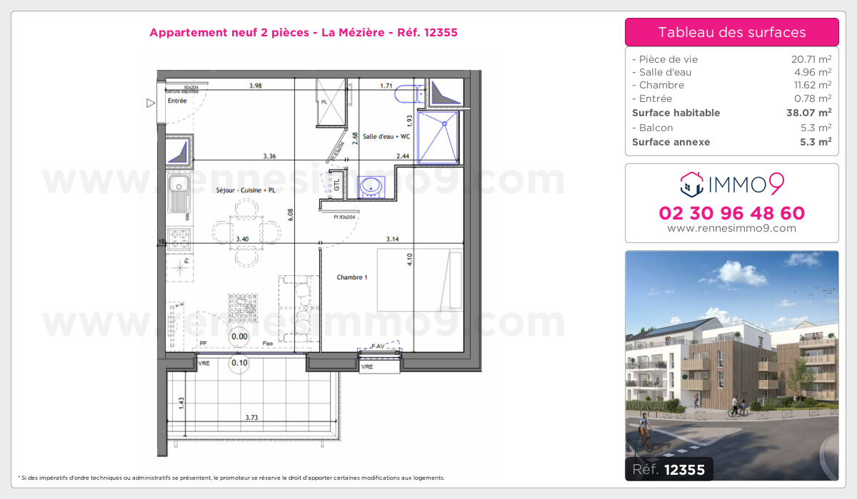Plan et surfaces, Programme neuf Mézière Référence n° 12355