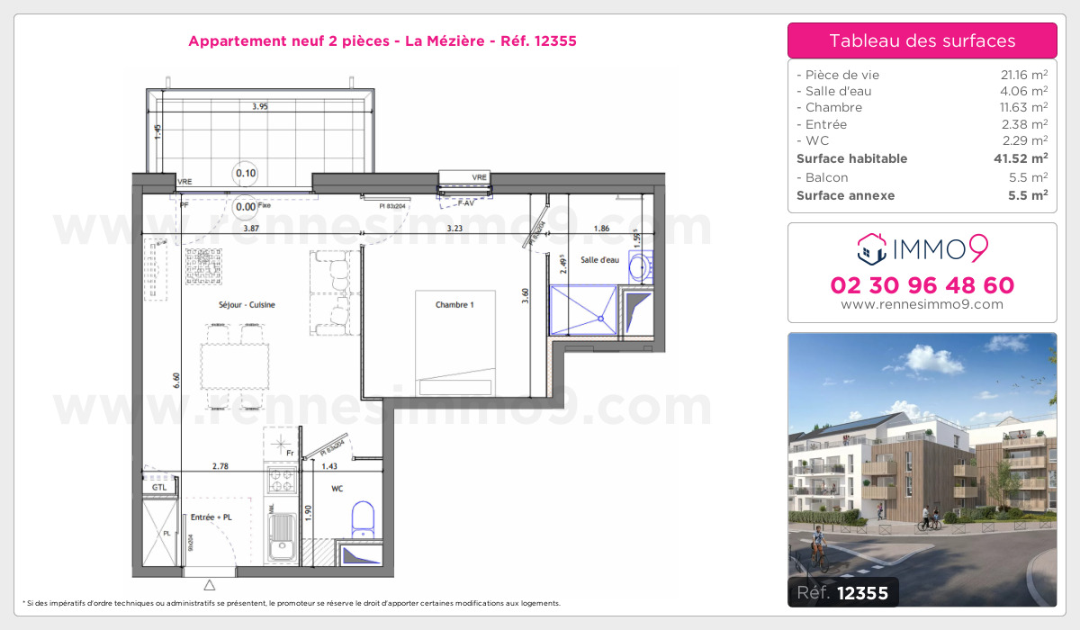 Plan et surfaces, Programme neuf Mézière Référence n° 12355