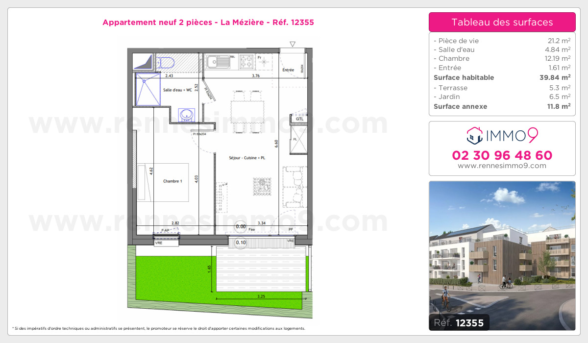 Plan et surfaces, Programme neuf Mézière Référence n° 12355