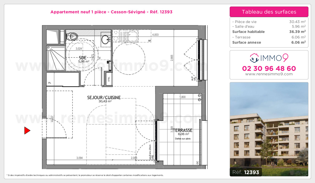 Plan et surfaces, Programme neuf Cesson-Sévigné Référence n° 12393