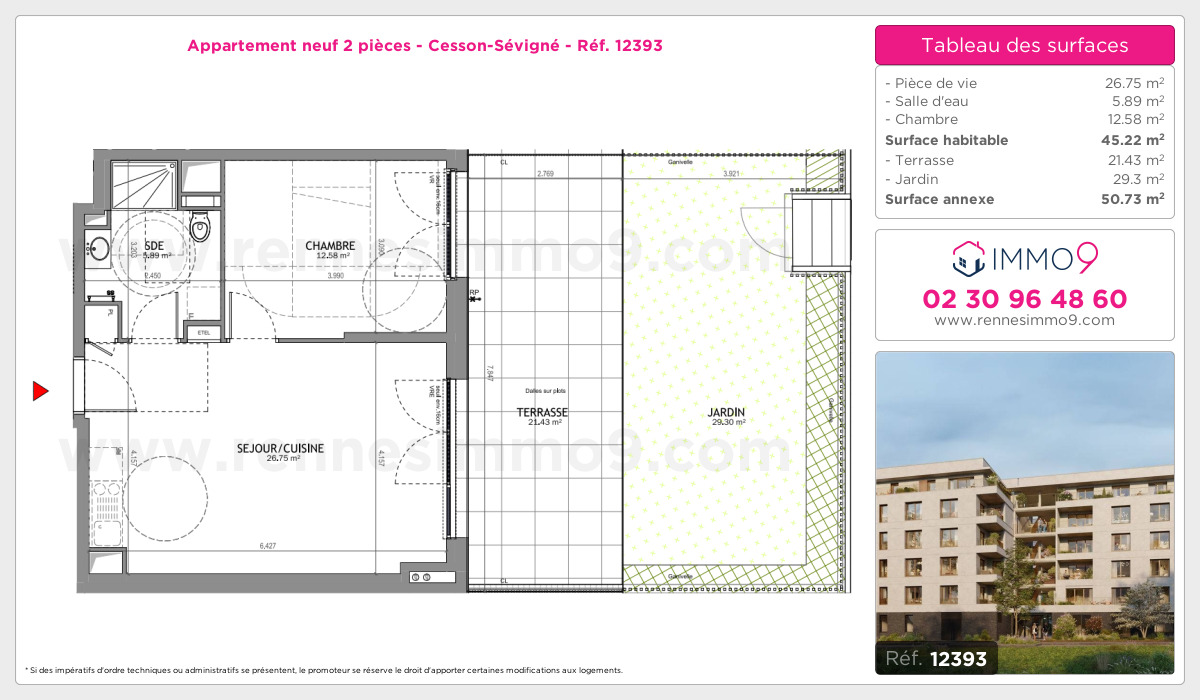 Plan et surfaces, Programme neuf Cesson-Sévigné Référence n° 12393