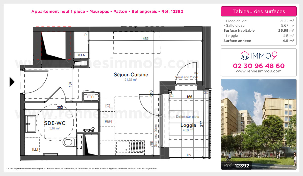 Plan et surfaces, Programme neuf Rennes : Maurepas - Patton - Bellangerais Référence n° 12392