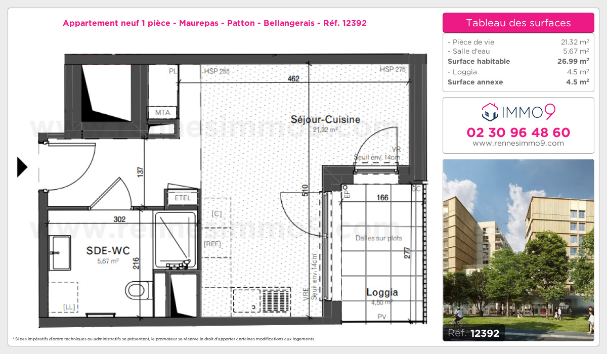 Plan et surfaces, Programme neuf Rennes : Maurepas - Patton - Bellangerais Référence n° 12392