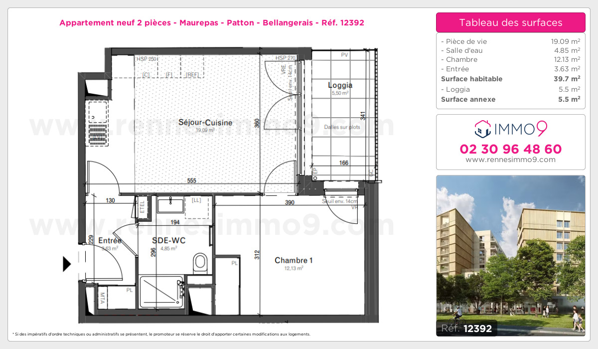 Plan et surfaces, Programme neuf Rennes : Maurepas - Patton - Bellangerais Référence n° 12392