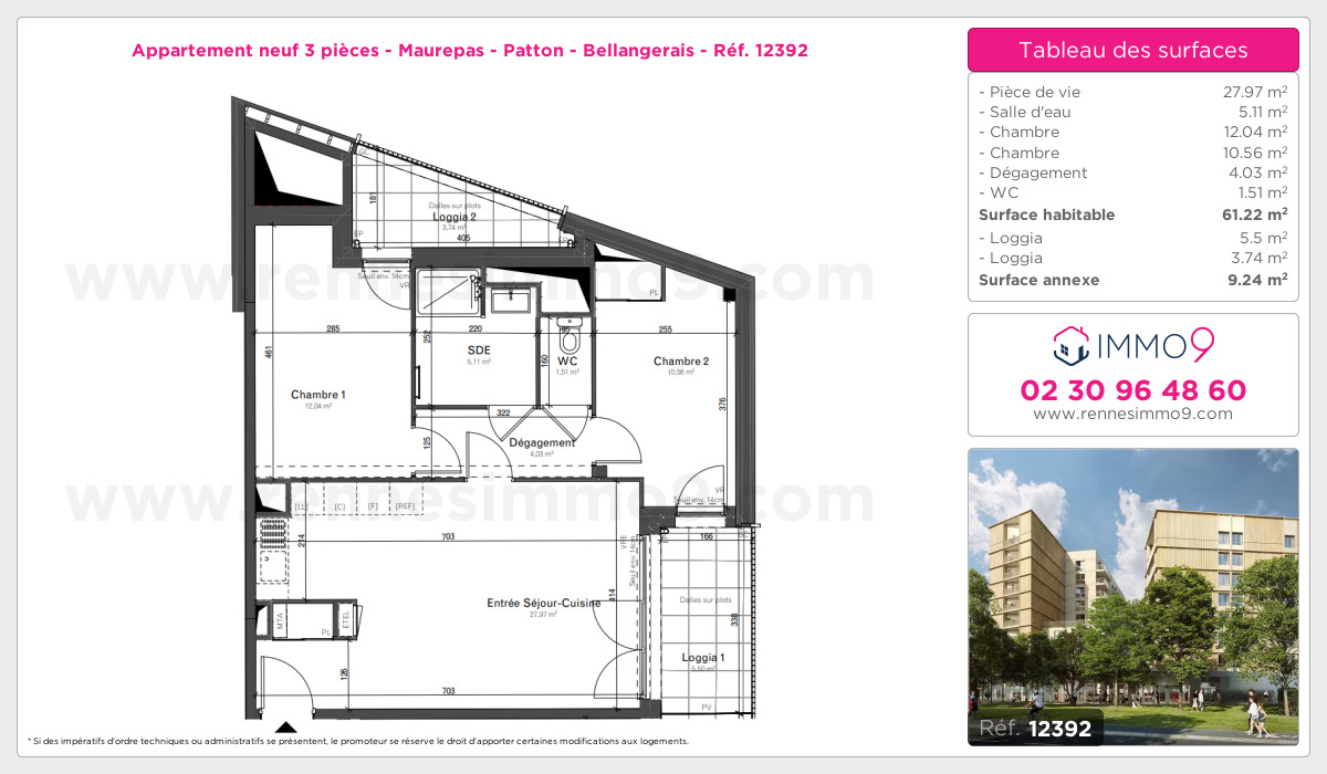 Plan et surfaces, Programme neuf Rennes : Maurepas - Patton - Bellangerais Référence n° 12392
