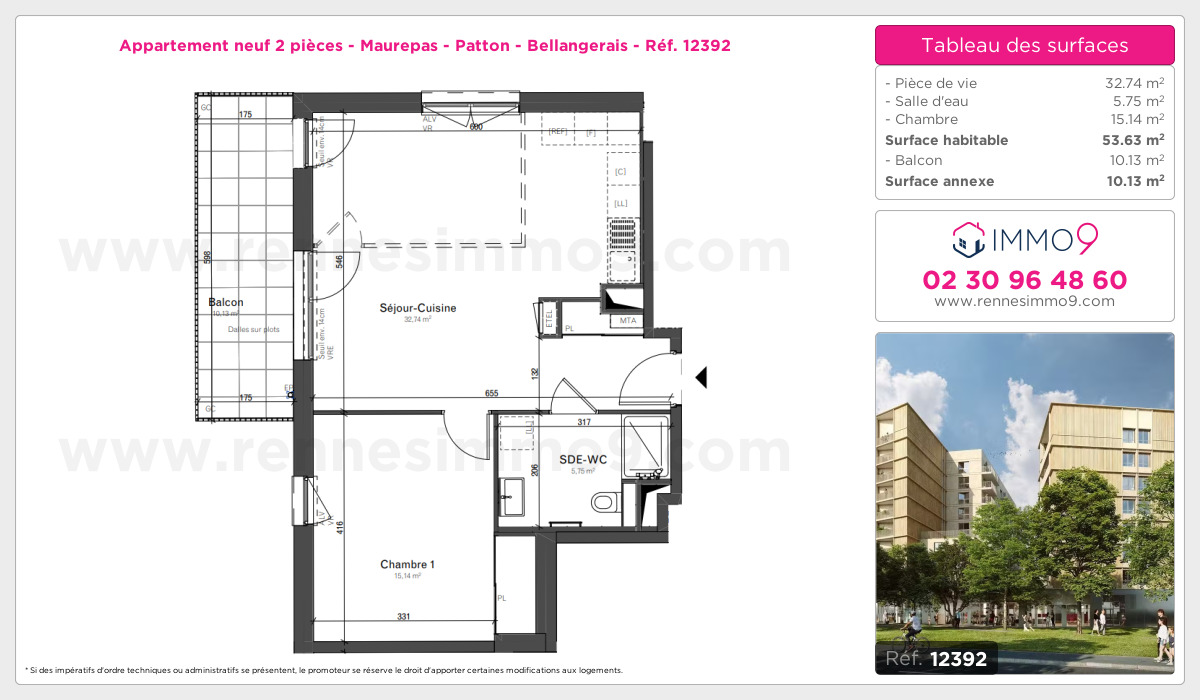 Plan et surfaces, Programme neuf Rennes : Maurepas - Patton - Bellangerais Référence n° 12392