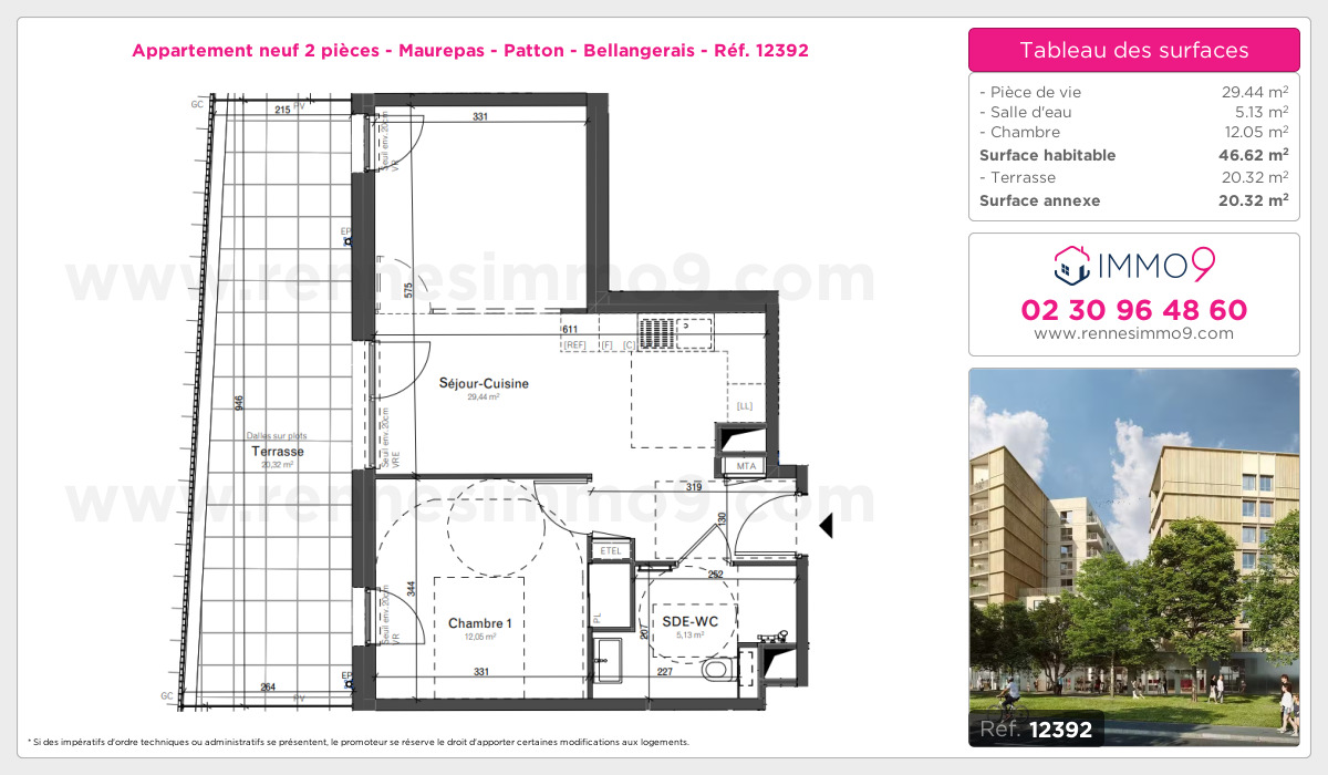 Plan et surfaces, Programme neuf Rennes : Maurepas - Patton - Bellangerais Référence n° 12392