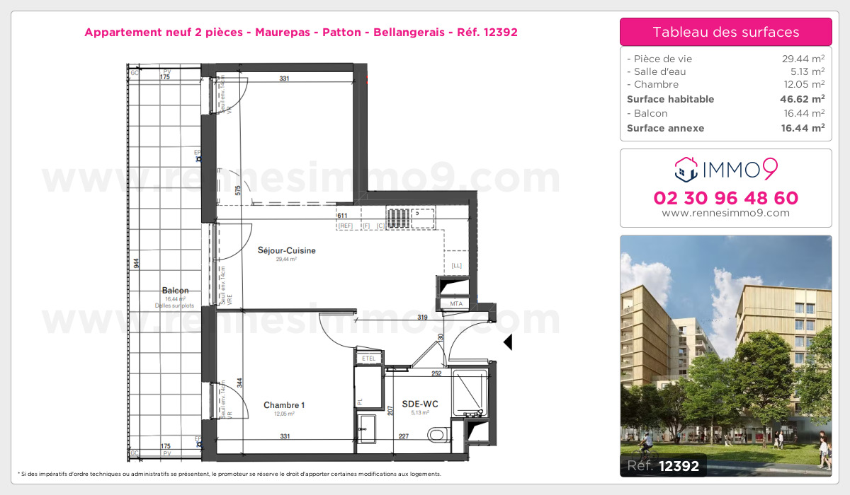 Plan et surfaces, Programme neuf Rennes : Maurepas - Patton - Bellangerais Référence n° 12392